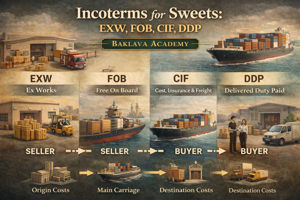 Incoterms for Sweets: EXW, FOB, CIF, DDP — Baklava Academy
