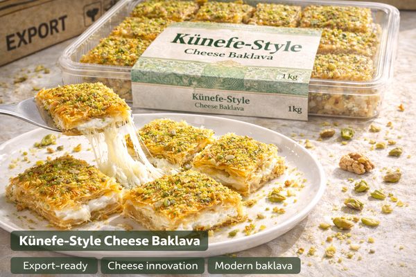 Künefe-style cheese baklava — modern Turkish dessert option for wholesale export assortments